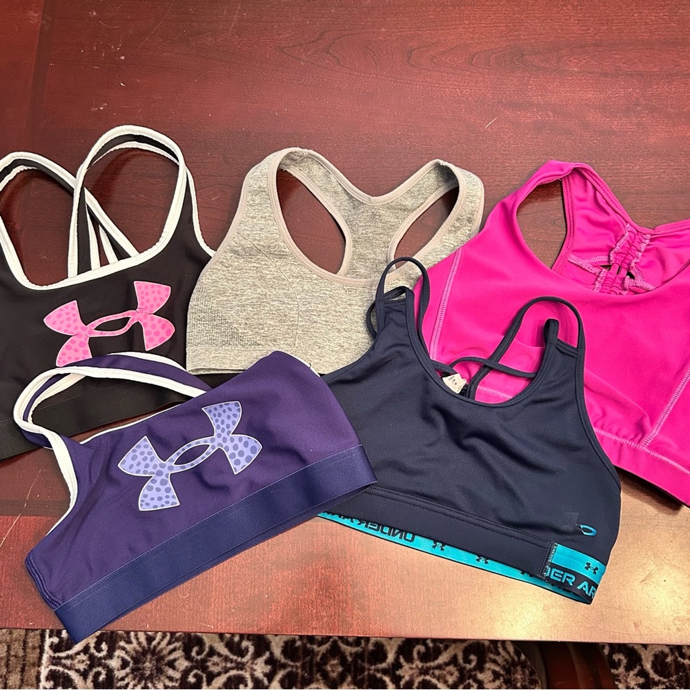 Youth Sports Bra Bundle - Black, Navy, Gray, Pink, Purple